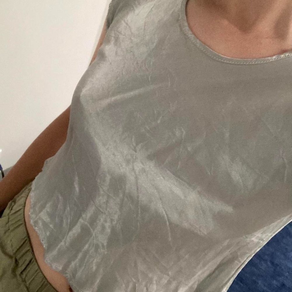 Shiny Silver Crop Top